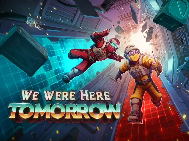 Both explorers facing the Norcek facility entrance in the announcement art